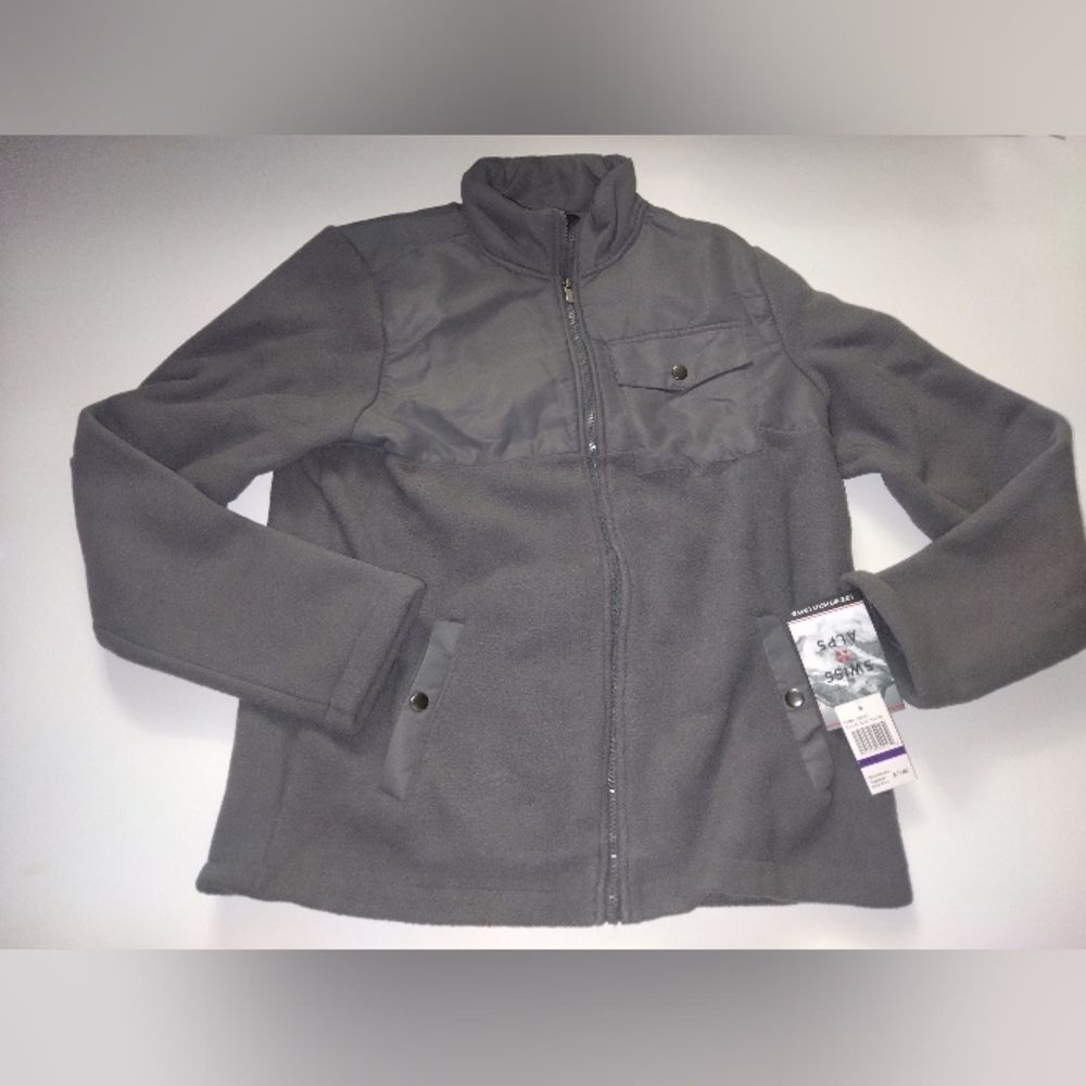 Swiss Alps jacket Gray Full-Zip Fleece Size M New 3 Pockets New